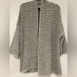 Knox Rose Chunky Sweater Cardigan Open Front Knit MEDIUM Grey Black SEE PHOTOS